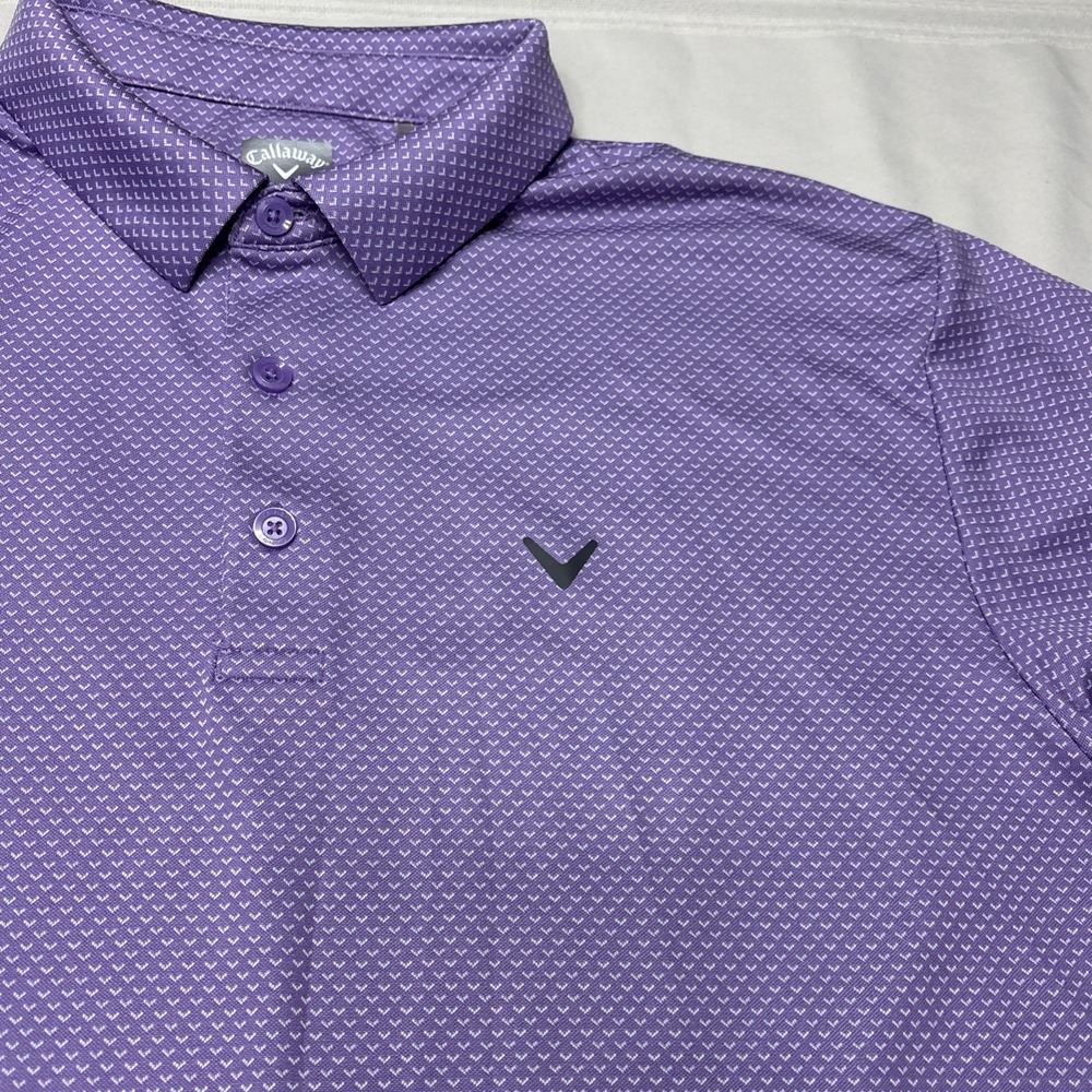 Callaway Opti-Dri Purple Geometric XL Golf Polo Shirt Men Moisture Wicking